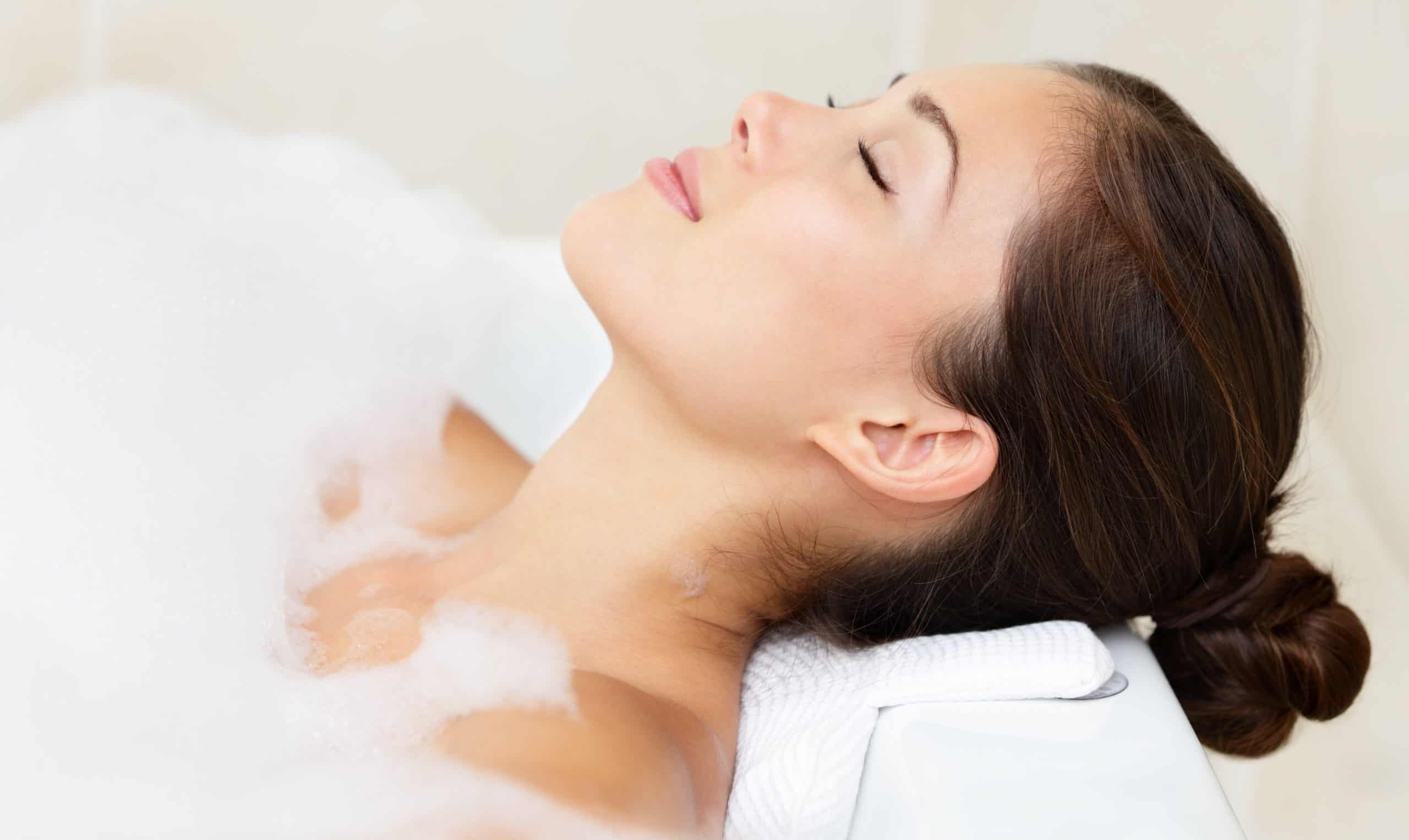 Bath woman relaxing bathing